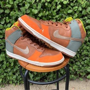 Nike Dunk High Hi Premium Brown Orange Blaze Cognac Vintage